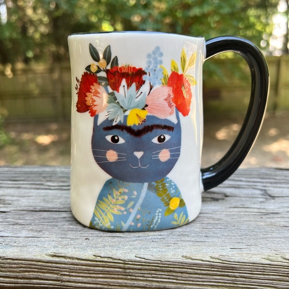 Signature Housewares Unique Floral Cat Coffee Mug - Picture 1 of 8